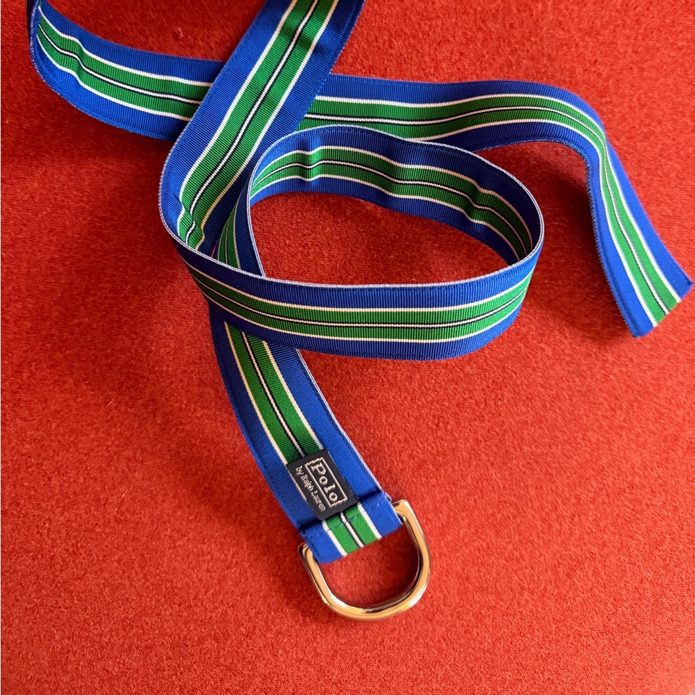 Ralph Lauren Blue and Green Striped Web Belt
